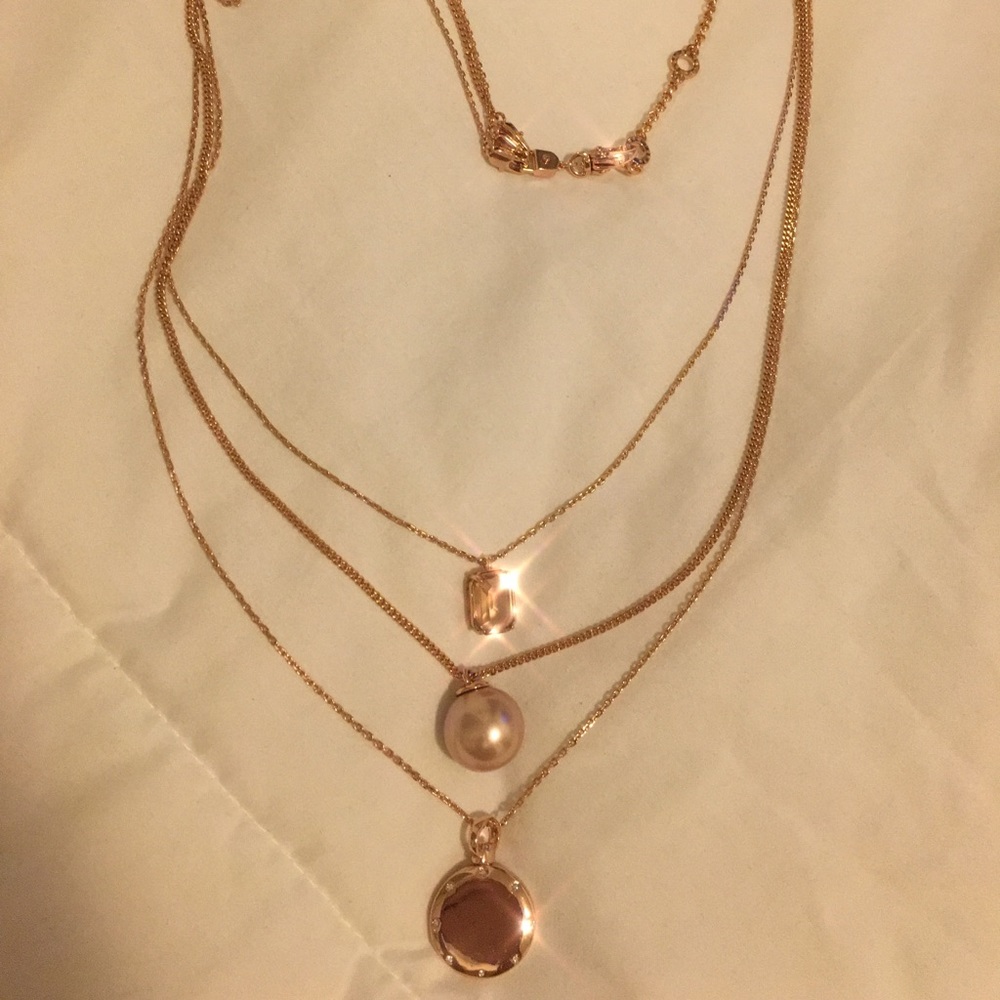 Henri Bendel Long Layered Rose Gold Necklace